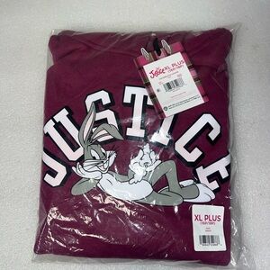 Justice Bugs Bunny Colorblock Graphic Print Pullover Hoodie Girl XL Plus 16P/18P